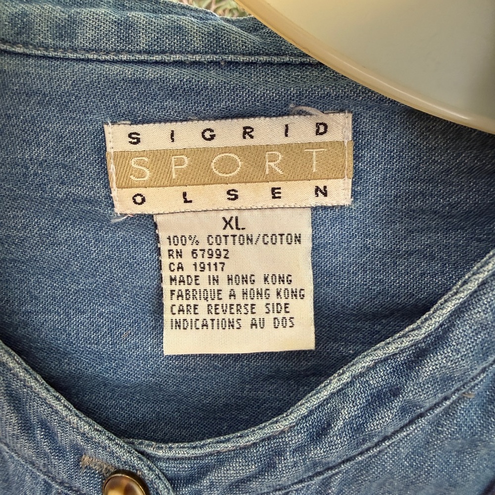 Sigrid Olsen Denim Button Down Embroidered Blouse Size XL - Picture 11 of 12
